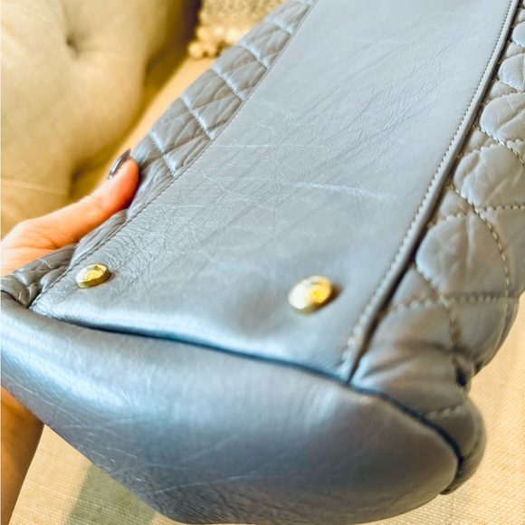 CHANEL Patent Quilted Maxi Just Mademoiselle Bowling Bag Gray - Picture 5 of 10